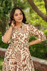 Women Abstract Printed Pure Cotton Tiered Fit & Flare Midi Dress